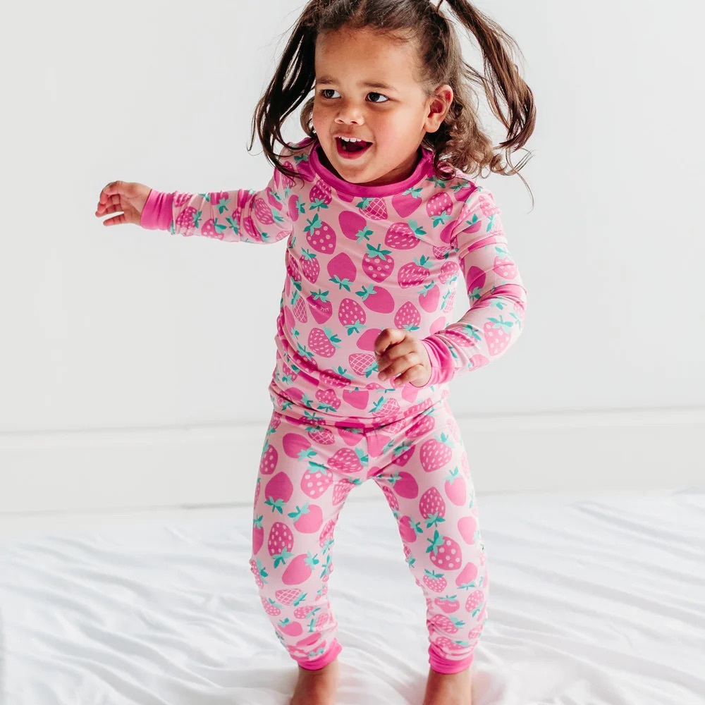Twin set- Two NIB long sleeve little sleepies sweet strawberries